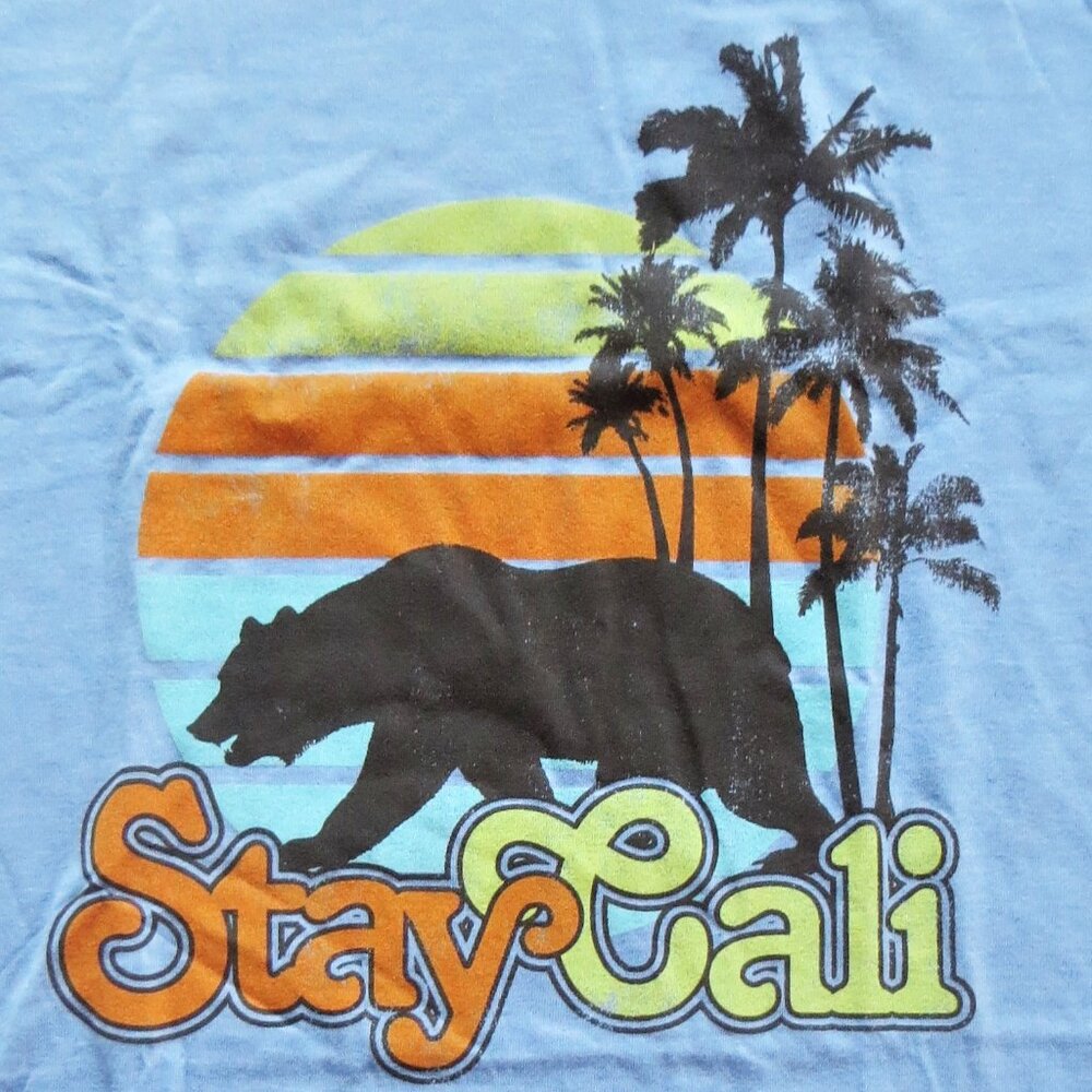 "Stay Cali" T Shirt-Deadstock-  Multiple sizes. Bear and sunset  graphic.